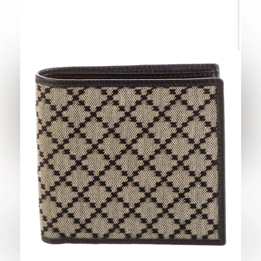 Gucci Unisex Diamanté Canvas and Leather Bifold Wallet